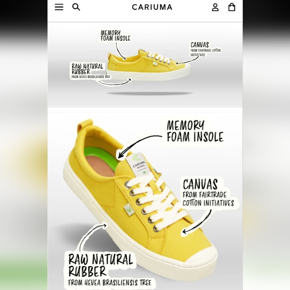 Cariuma OCA Low Platform Sneaker Yellow Canvas White Women's Shoe Size 8